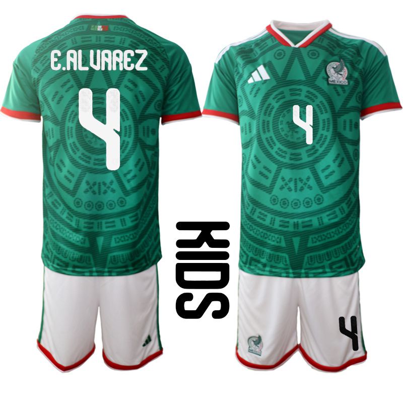 Youth 2026 World Cup National Team Mexico home green #4 Soccer Jersey